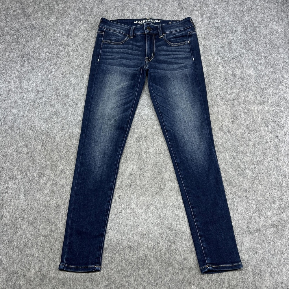 American Eagle Jegging Jeans Womens 4 Blue Stretch Skinny Dark Wash Casual Prep